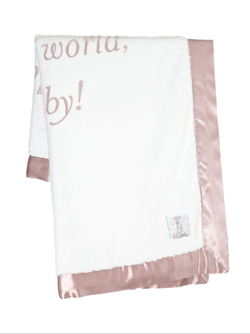 LITTLE GIRAFFE Baby's Dusty Pink Welcome To The World Luxe Blanket 29"x35" NWT
