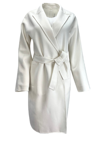 Max Mara Women's White Nancy Collared Neck Welt Pockets Coat Size 10 NWT