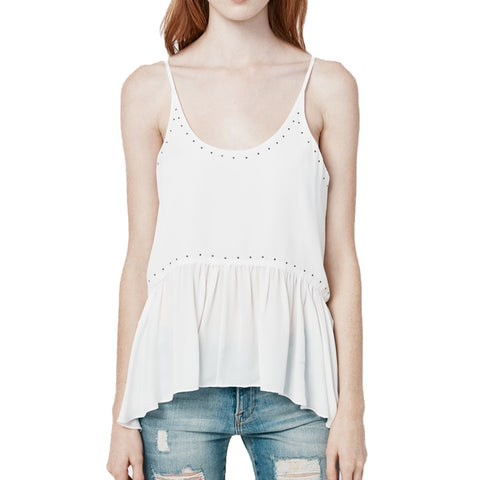 REBECCA MINKOFF Women's Chalk Wilshire Top with Studs $168 NWT