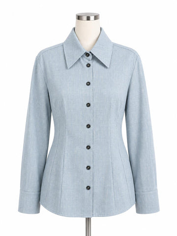 Max Mara Women's Blue Yarden Button Closure Shirt NWT