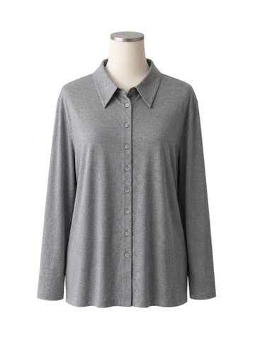 Marina Rinaldi Women's Grey Zarina Button Closure Shirt NWT