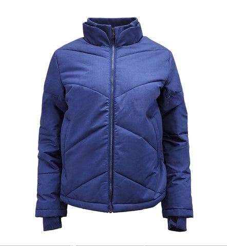 HoodLamb Women's Navy High Zip Up Quilted Hemp Jacket 420 NWT