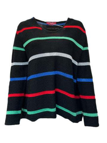 MARINA RINALDI Women's Airone Striped Sweater, Black