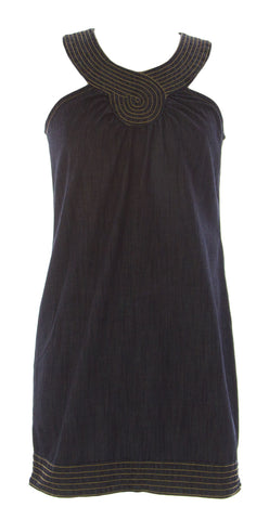 ANLO Women's Dark Wash Sleeveless Knee-Length Denim Straight Dress Sz 2 NWT