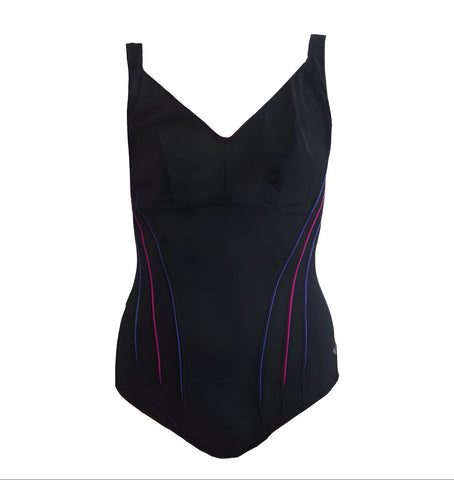 ARENA Wommen's Black Minesse One Piece V-Neck Swimsuit #2916765 34 NWT