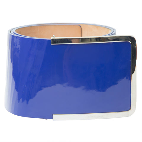 GIORGIO ARMANI Women's Cobalt Blue 4" Wide Leather Belt YGWD73/YD035 $645 NWT