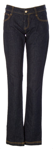 FRANKIE MORELLO Women's Dark Wash Bootcut Tan Stitch Jeans #2011 $183 NEW