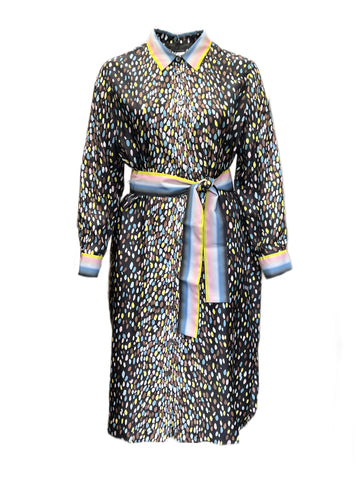 Marina Rinaldi Women's Nero Demetra Silk Shirt Dress NWT