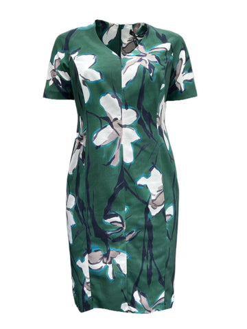 MARINA RINALDI Women's Green Destino Floral Printed Dress $485 NWT