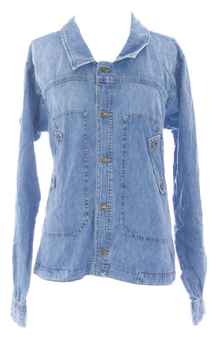 DIESEL Women's Med Wash Gothin Ruched Back Denim Jacket #00C8UF NEW