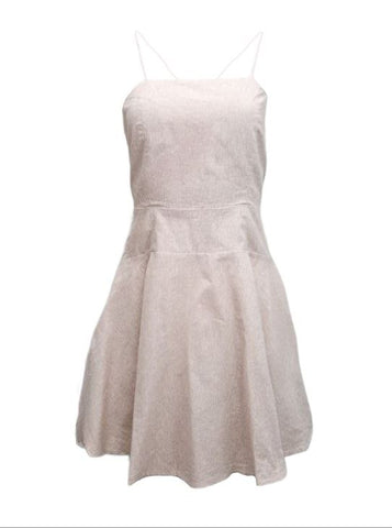 HoodLamb Women's Khaki Fitted Back Strap Hemp Mini Dress 420 NWT