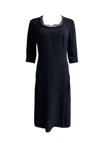 THANA Women's Black Cut-Out Back 3/4 Sleeve Shift Dress 598 $866 NEW