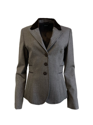 CARACTERE Women's Grey Tweed Long Sleeve Wool Blazer Q566A06121 Size 8 $354 NEW