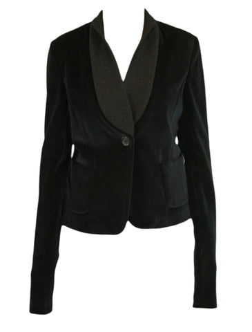 ICE ICEBERG Women's Black Comfort Velour Lounge Blazer US Size S NWT $440
