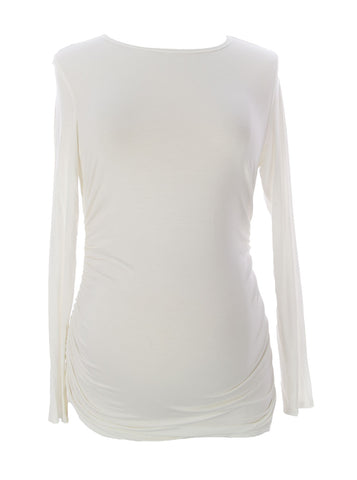 JULES & JIM Maternity Women's White Crew Neck Blouse J204 Sz M $89 NEW