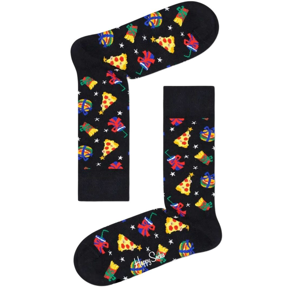 HAPPY SOCKS Men's Black Junkfood Gifts Cotton Crew Socks Size 8-12 NWT