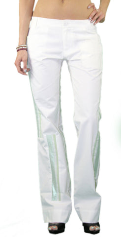 CUSTO BARCELONA Women's Mada White Patched Flared Pants 293053 $184 NWT
