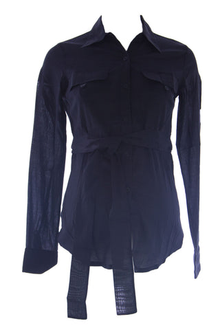 OLIAN Maternity Women's Black Breast Pockets Button Down Tunic Shirt XS $120 NWT