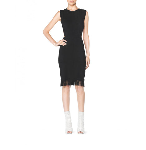 TAMARA MELLON Women's Black Suede Fringe Cutout Dress $995 NWT