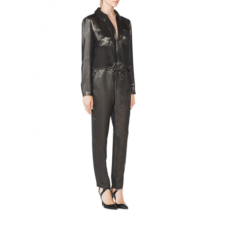 TAMARA MELLON Women's Silver Teal Metallic Jumpsuit $1,495 NWT