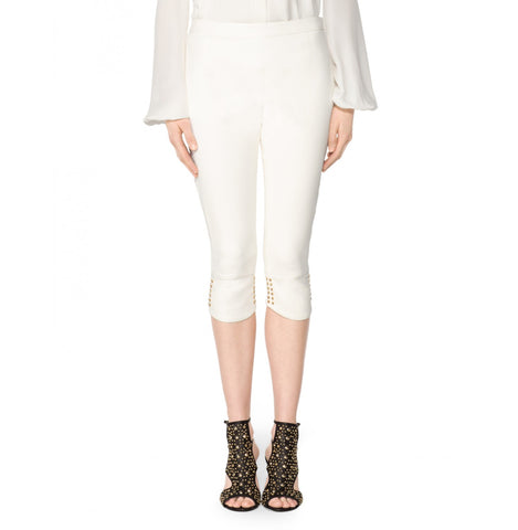 TAMARA MELLON Women's Cream Leather Cropped Pants $1,395 NWT