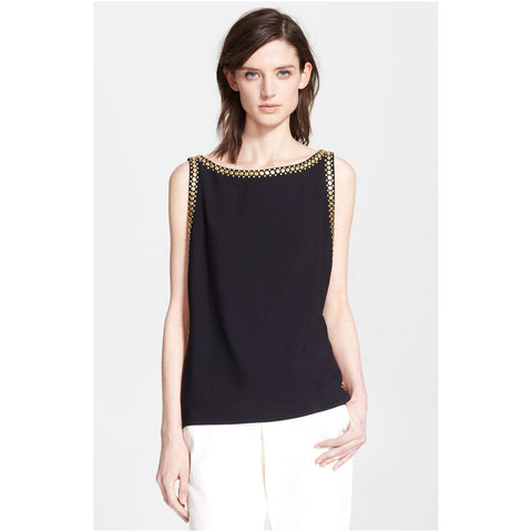 TAMARA MELLON Women's Black Studded Blouse $795 NWT