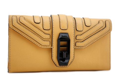REBECCA MINKOFF Natural Beige Tri-Fold Leather Checkbook Wallet $175 NWOT
