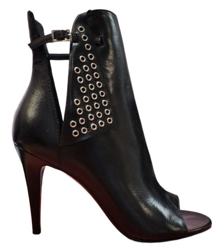Tamara Mellon Black Reckless 90 Nappa Micro Eye Open Bootie US 10 EU 40 $895 NWB