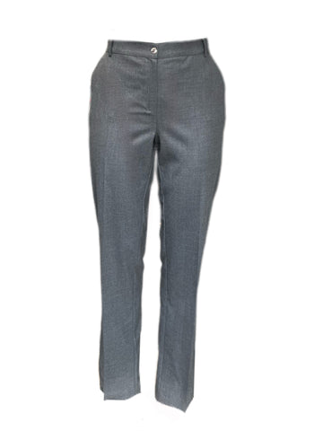 MARINA RINALDI Women's Grey Renato Small Check Unhemmed Pants $310 NWT