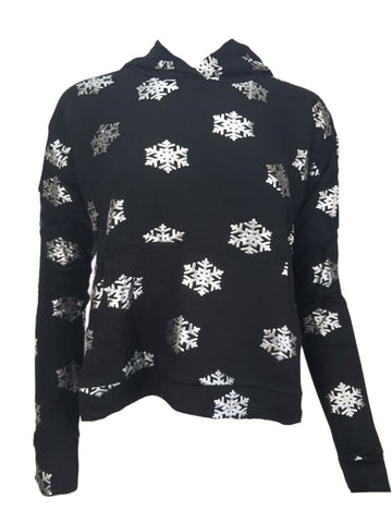 TEREZ Women's Black Snowflake Foil Hoodie #22207775 NWT