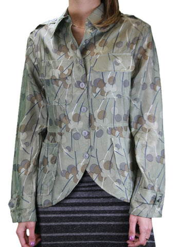 CUSTO BARCELONA Womens Soldier Silk Polka Dot Blazer Jacket 492214 $176 NWT