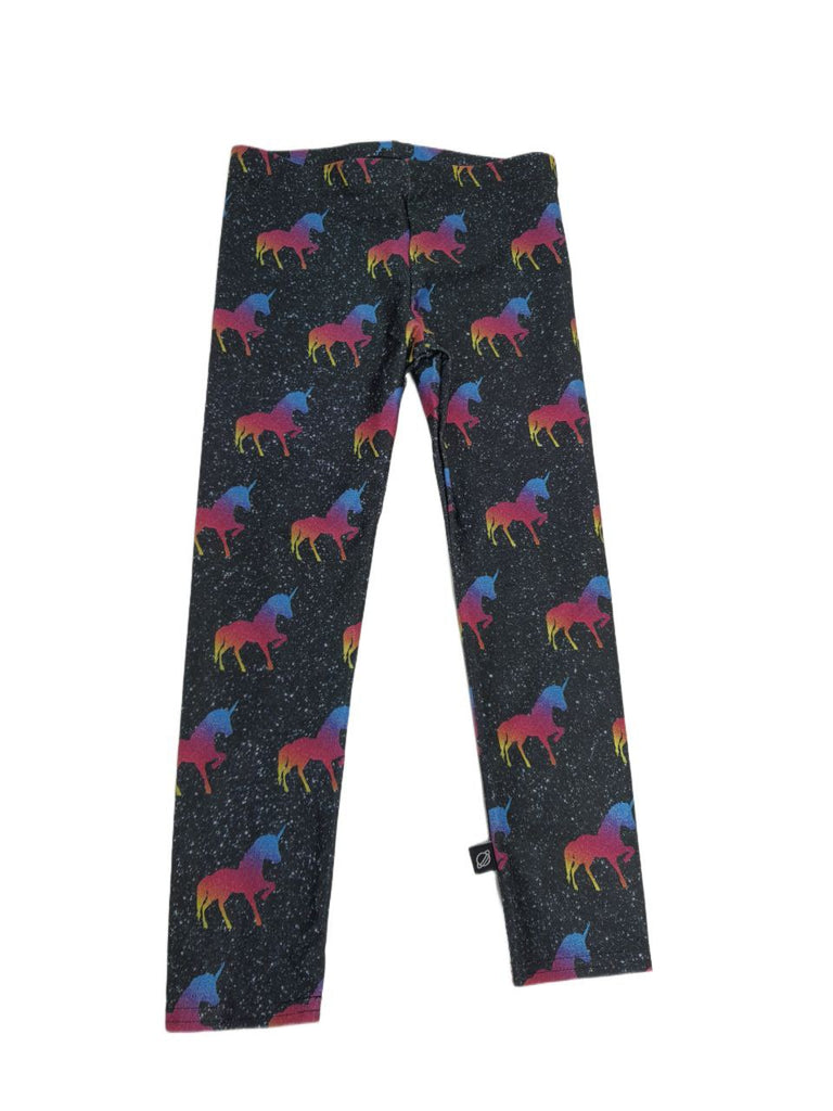 TEREZ Girl's Black Unicorn Magic Leggings #4038676 NWT