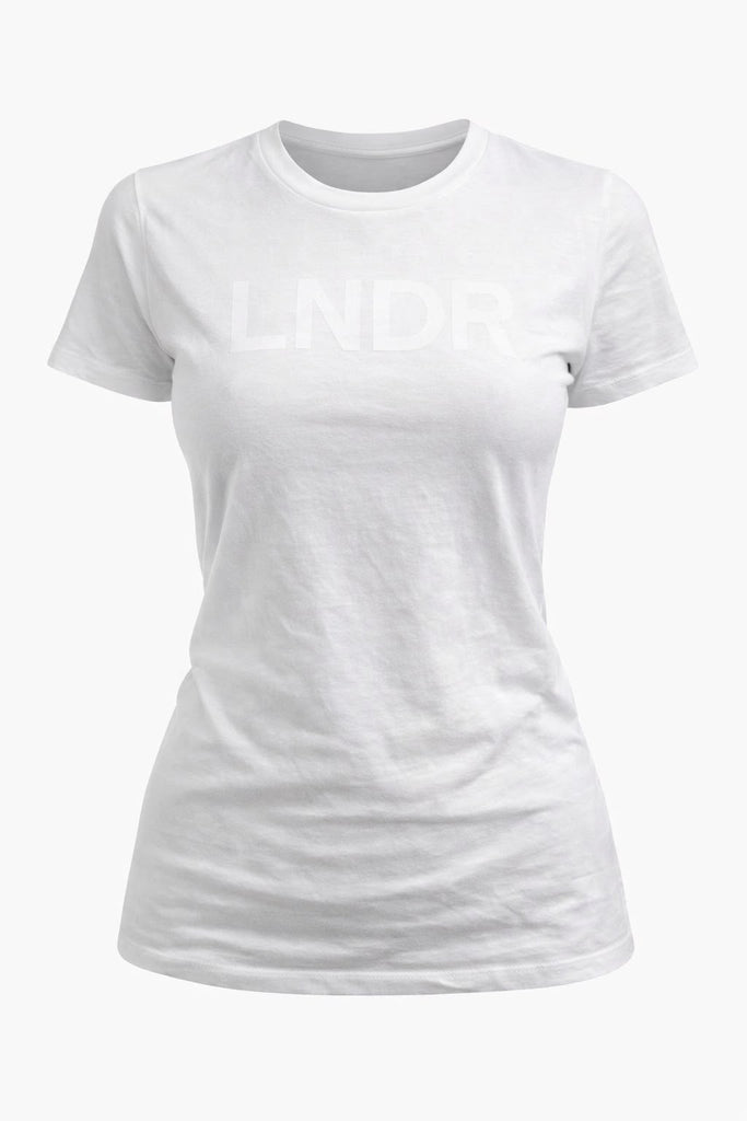 LNDR Women's White Fitted Logo T-Shirt #JN0251 Small $125 NWT