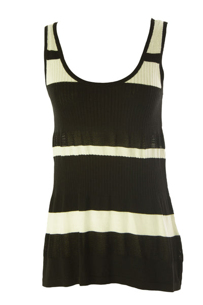 August Silk Women's Striped Knit Crochet Tank Top NWT $58