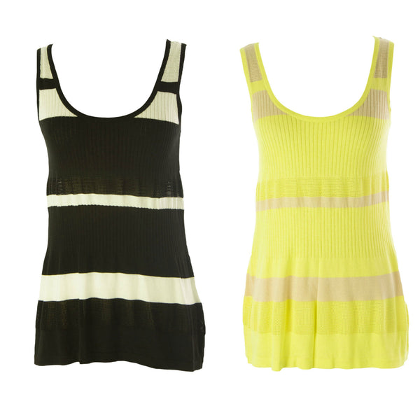 August Silk Women's Striped Knit Crochet Tank Top NWT $58