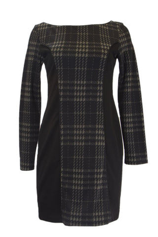 ANALILI Women's Black Glen Plaid Colorblock Sheath Dress 1051R14 $195 NWT