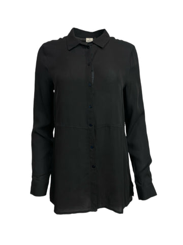 ECRU Women's Black Button Down Collared Shirt #107 S NWOT