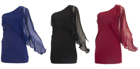 ANALILI Women's One Shoulder Silk Sleeve Sheath Dress 1072R05 $285 NWT