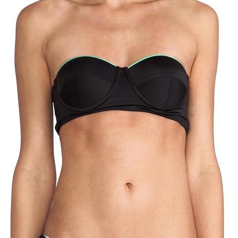 ZINKE Women's Black Contrast Trim Katie Bustier Bikini Top $88 NEW
