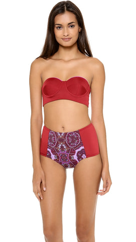 ZINKE Women's Rio Red Contrast Trim Katie Bustier Bikini Top $88 NEW