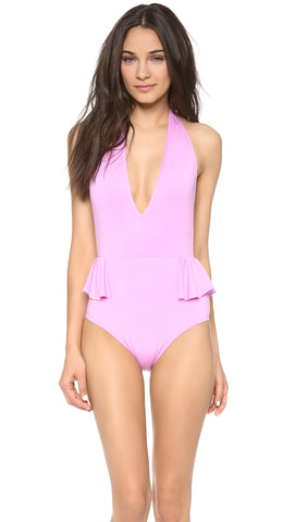 ZINKE Women's Pastel Orchid Janie Halter One-Piece Bathing Suit $121 NEW