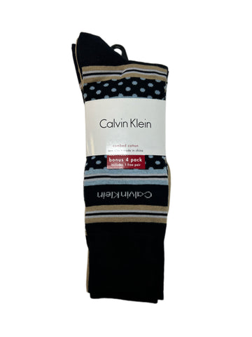 Calvin Klein Men's 4 Pair Multicolor Mid Calf Combed Cotton Socks Sz 7-12 NWT