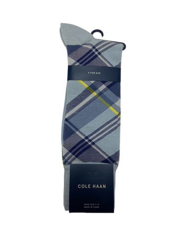 COLE HAAN Men's 1 Pair Blue Crew Dress Socks Sz 7-12 NWT