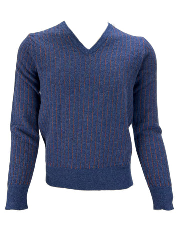 MC LAUREN Men's Blue Long Sleeve Striped Knitted Sweater Sz XL NWT