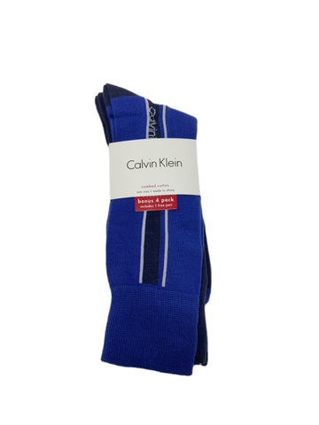 Calvin Klein Men's 4 Pair Multicolor Mid Calf Combed Cotton Socks Sz 7-12 NWT