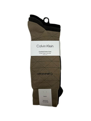 Calvin Klein Men's 3 Pair Multicolor Mid Calf Combed Cotton Socks Sz 7-12 NWT