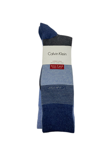Calvin Klein Men's 4 Pair Multicolor Mid Calf Combed Cotton Socks Sz 7-12 NWT