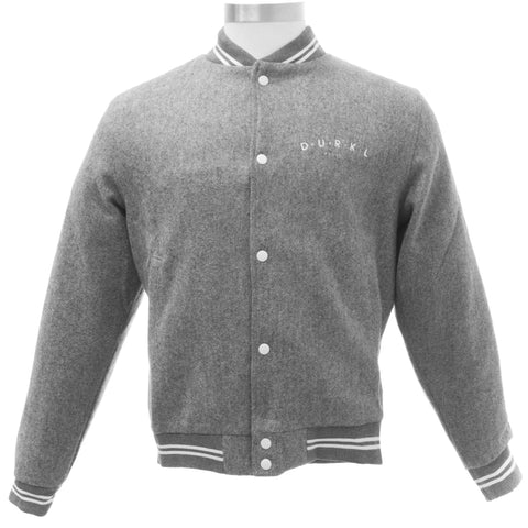 DURKL Men's Heather Grey Junior High Wool Varsity Jacket 2422 $170 NEW