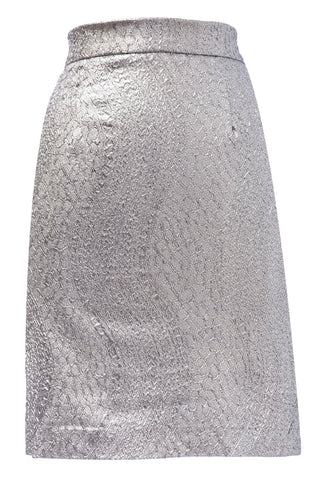 VON VONNI Women's Silver Shimmery Graphic Pattern Mini Skirt 3012 $98 NEW