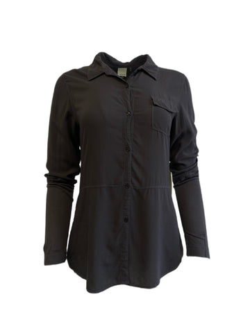 ECRU Women's Grey Malt Button Down Garment Dye Shirt #3117 S NWT